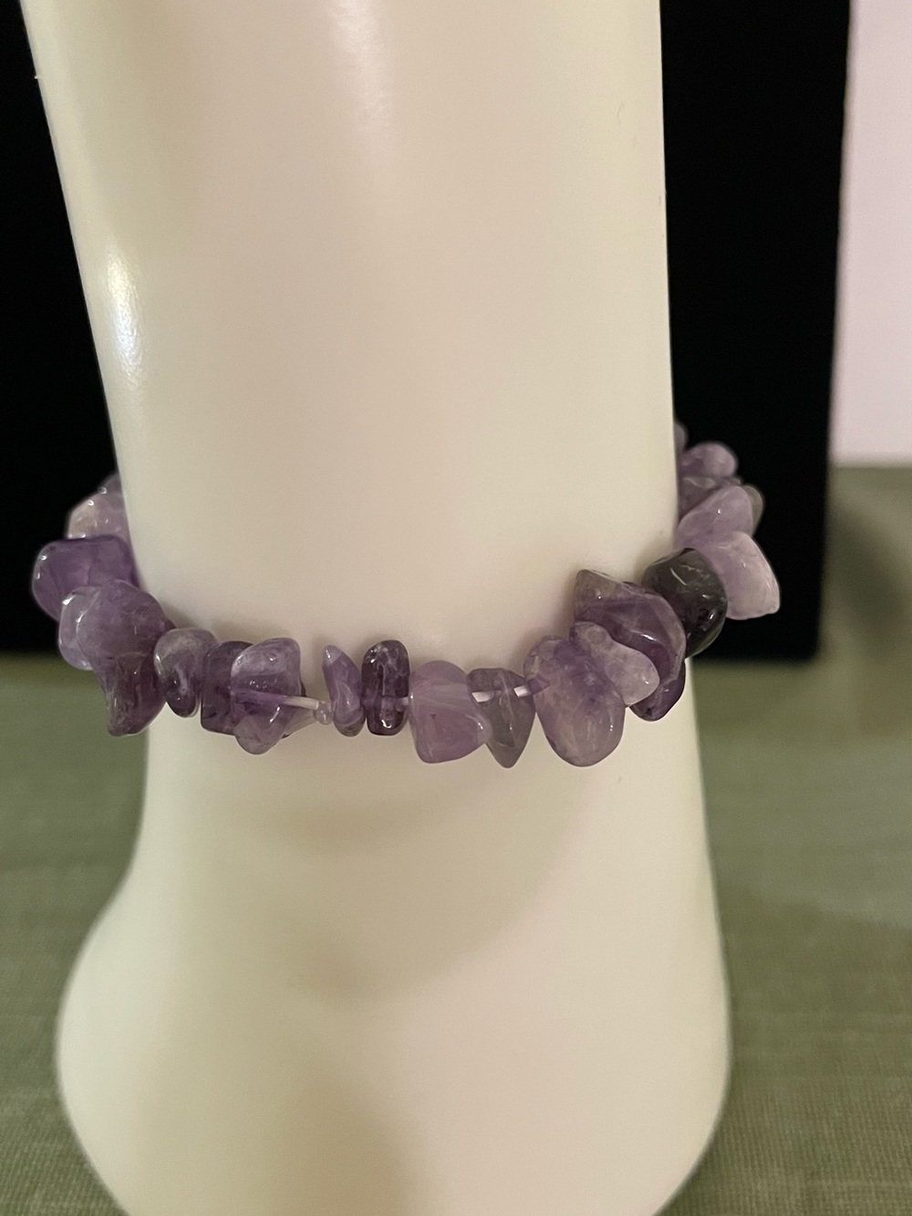 Handmade Amethyst Chip Stretch Bracelet — Lavender Purple Beaded Bracelet